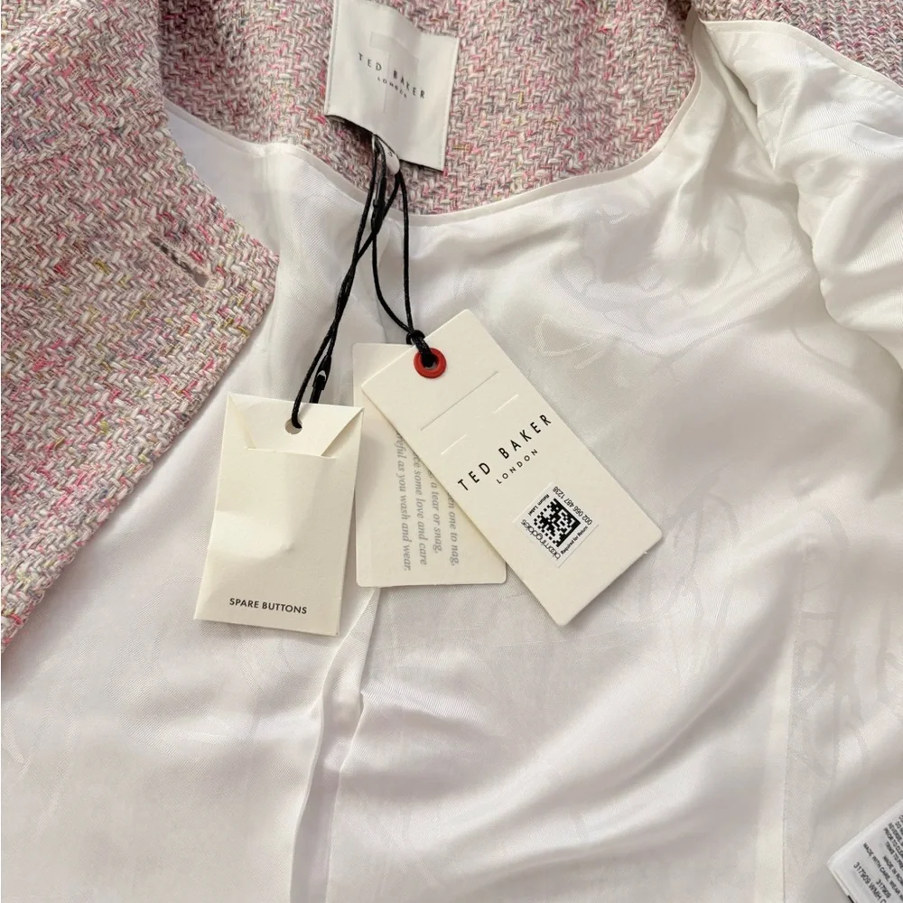 TED BAKER NWT PINK TWEED CROPPED BLAZER 3 - Picture 13 of 13